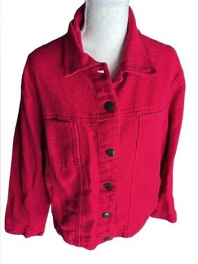 Vintage 100% Cotton CHICO’S Red Jacket 2 Large Lightweight Y2K 90a Designer